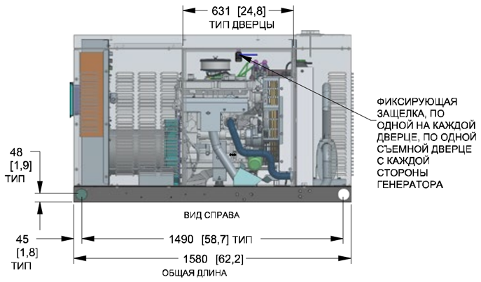 generac rg027 вид справа, генератор на 1500 оборотов