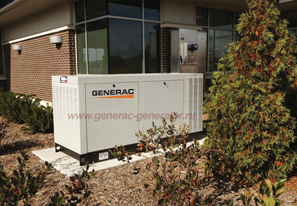 Газовый генератор Generac RG022 с жидкостным охлаждением для электроснабжения как жилых объектов, так и коммерческих объектов. газовая электростанция generac rg022 на 17 кВт