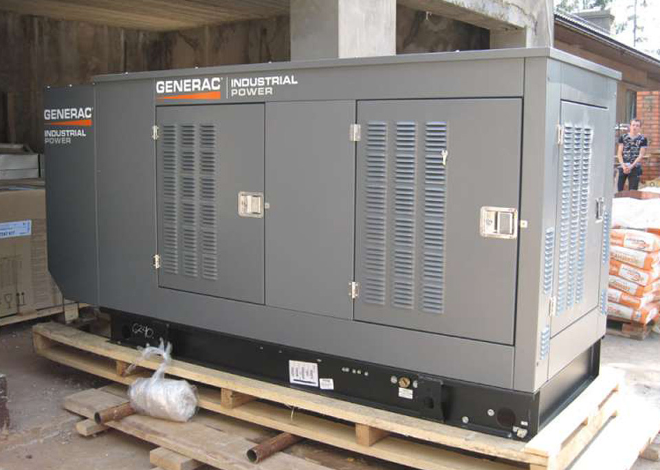 Мощный газовый генератор Generac SG035 с жидкостным охлаждением для электроснабжения коммерческих и жилых объектов. газовая электростанция generac sg035 на 28 кВт